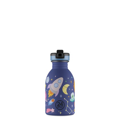 24Bottles Kids Urban 250 ml Rozsdamentes Acél Kulacs Szívószálas Kupakkal Space Friends
