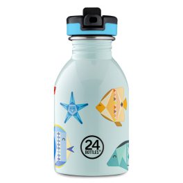   24Bottles Kids Urban 250 ml Rozsdamentes Acél Kulacs Szívószálas Kupakkal Sea Friends