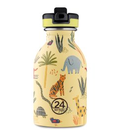  24Bottles Kids Urban 250 ml Rozsdamentes Acél Kulacs Szívószálas Kupakkal Jungle Friends
