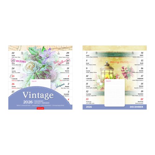 TopTimer Lemeznaptár Mágneses 22x22 cm Vintage 2026