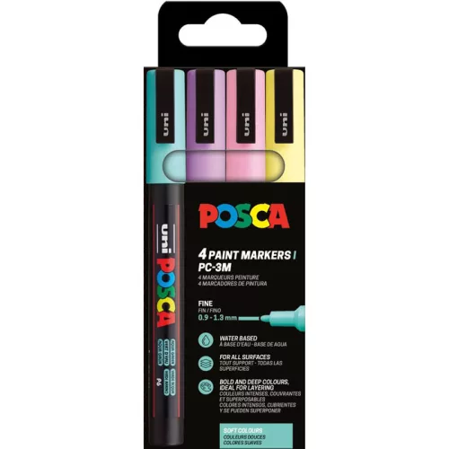 Uni Posca PC-3M Készlet 4 Darab/Készlet Lágy Színek PFP