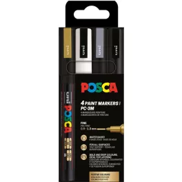   Uni Posca PC-3M Készlet 4 Darab/Készlet Ünnepi Színek PFP