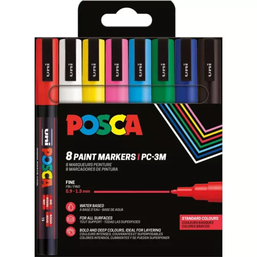 Uni Posca PC-3M Készlet 8 Darab/Készlet Alap Színek PFP