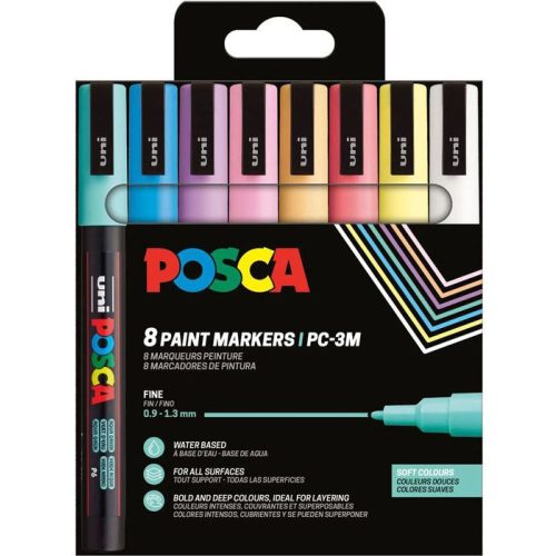 Uni Posca PC-3M Készlet 8 Darab/Készlet Lágy Színek PFP