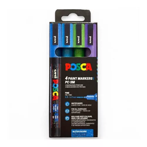 Uni Posca PC-3ML Készlet 4 Darab/Készlet Hideg Csillámló Színek PFP