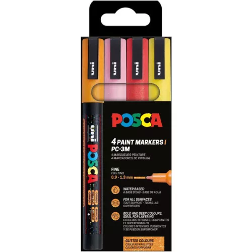 Uni Posca PC-3ML Készlet 4 Darab/Készlet Meleg Csillámló Színek PFP