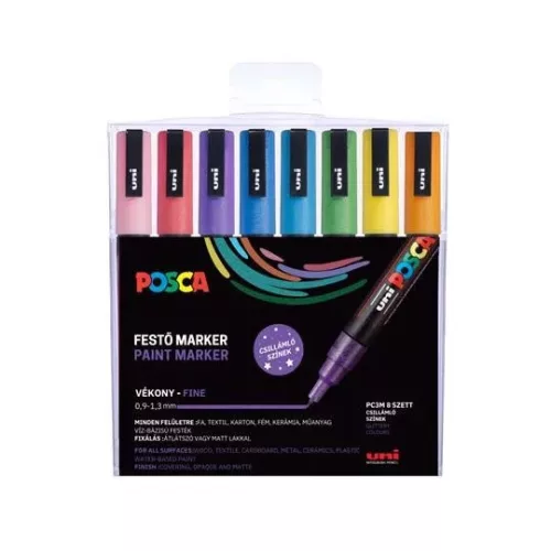 Uni Posca PC-3ML Készlet 8 Darab/Készlet Csillámló Élénk Színek