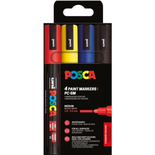 Uni Posca PC-5M Készlet 4 Darad/Készlet Alap Színek PFP