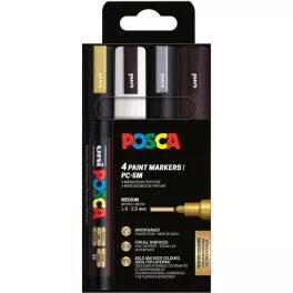   Uni Posca PC-5M Készlet 4 Darab/Készlet Ünnepi Színek PFP