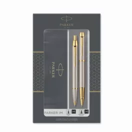   Parker Im Brushed Metál Golyóstoll + Rollertoll Arany Klipsz 2093217