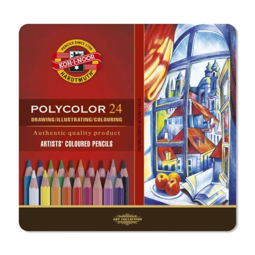 Koh-I-Noor 3824 Polycolor Színes Ceruza 24 Darab Hatszögletű 7 mm Fémdoboz