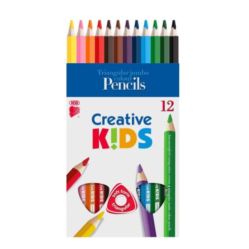 Ico Creative Kids Színes Ceruza 12 Darab Háromszögletű Festett Vastag