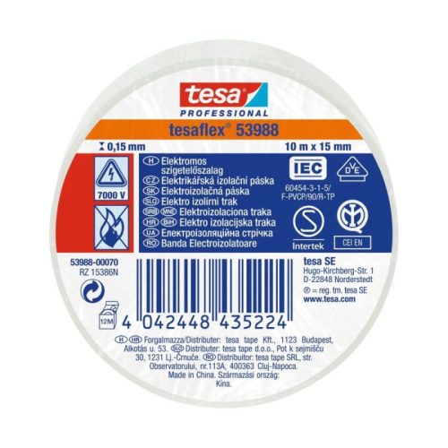 Tesa 53988-00070 Szigetelőszalag Fehér 10 m x 15 mm