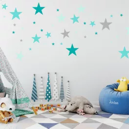 Gyerekszoba falmatrica - Türkiz csillagok