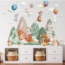 Falmatricák gyerekeknek - Dombok őzikékkel és nyuszikkal