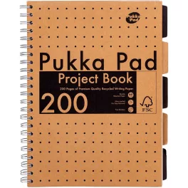   Pukka Pad Spirálfüzet A/4 100 Lapos Vonalas 3 Regiszteres Project Book Kraft