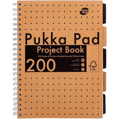 Pukka Pad Spirálfüzet A/4 100 Lapos Vonalas 3 Regiszteres Project Book Kraft