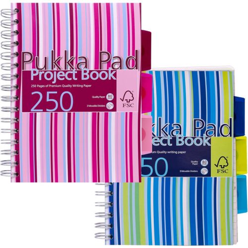 Pukka Pad Spirálfüzet A/5 125 Lapos Vonalas 3 Regiszteres Project Book Vegyes Színekben