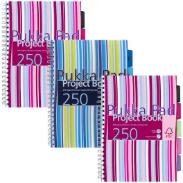   Pukka Pad Spirálfüzet A/4 125 Lapos Vonalas 3 Regiszteres Project Book Vegyes Színekben