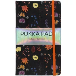   Pukka Pad Keményfedeles Notesz A/5 192 Lapos Vonalas Gumipánttal Belső Zsebbel Bloom Fekete