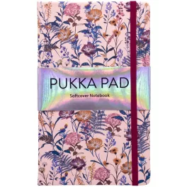   Pukka Pad Keményfedeles Notesz A/5 192 Lapos Vonalas Gumipánttal Belső Zsebbel Bloom Rózsaszín