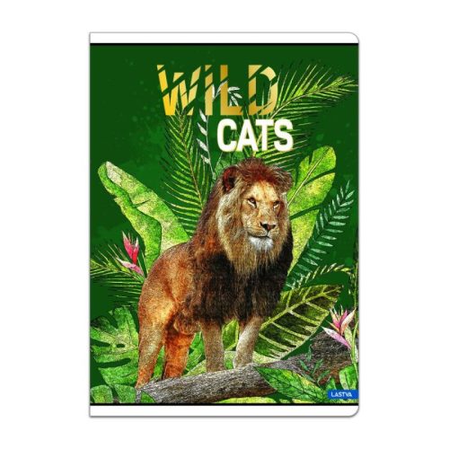 Lastva Tűzött füzet A/4 Négyzetrácsos 52 Lap Wild Cats 33091 Zöld