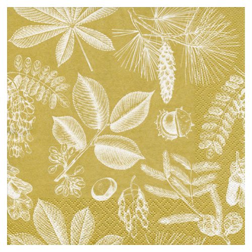 Ti-Flair Szalvéta 33x33 cm 3 Rétegű 20 Lap/Csomag Foret Feuilles Gold
