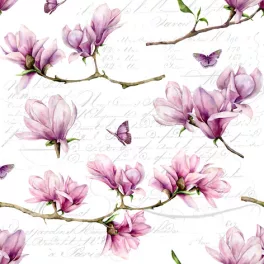   Ti-Flair Szalvéta 33x33 cm 3 Rétegű 20 Lap/Csomag Magnolia & Butterfly