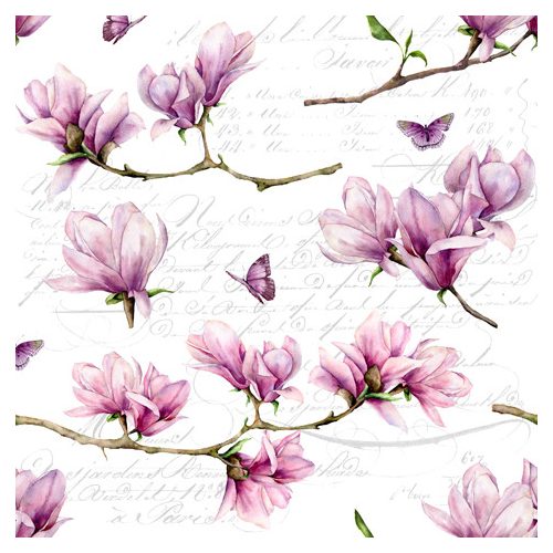 Ti-Flair Szalvéta 33x33 cm 3 Rétegű 20 Lap/Csomag Magnolia & Butterfly