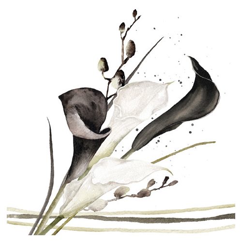 Ti-Flair Szalvéta 33 x 33 cm 3 Rétegű 20 lap/Csomag  Black & White Calla