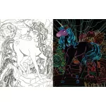 Rejtőzködő unikornisok 3. Kifestőfüzet kaparós és színezős oldalakkal