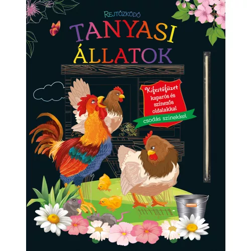 Rejtőzködő tanyasi állatok Kifestőfüzet kaparós és színezős oldalakkal