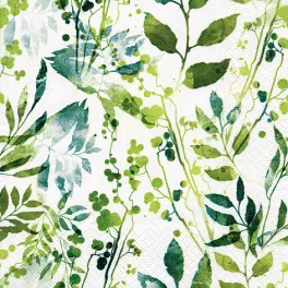  Ti-Flair Szalvéta 33x33 cm 3 Rétegű 20 Lap/Csomag Boho Leaves & Herbs Green