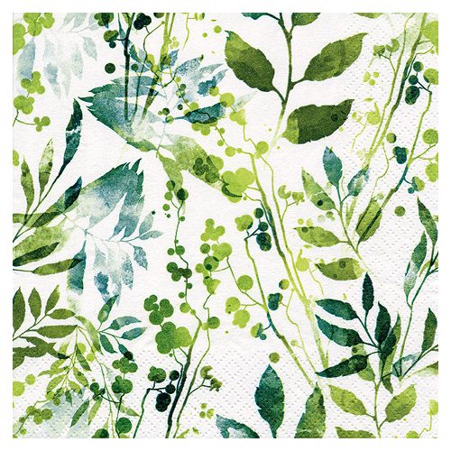 Ti-Flair Szalvéta 33x33 cm 3 Rétegű 20 Lap/Csomag Boho Leaves & Herbs Green