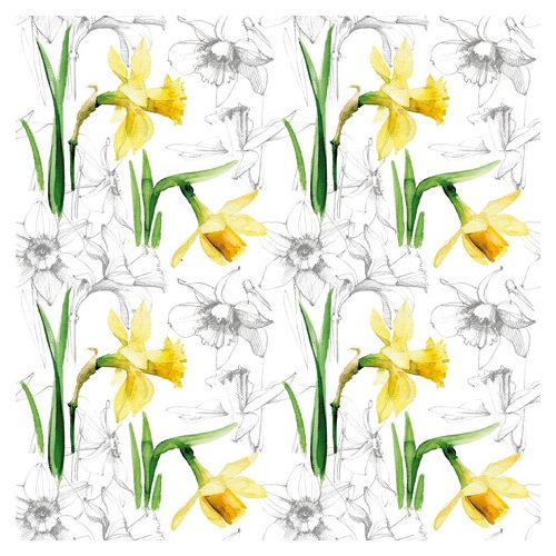 Ti-Flair Szalvéta 33x33 cm 3 Rétegű 20 Lap/Csomag Narcissus Sketch