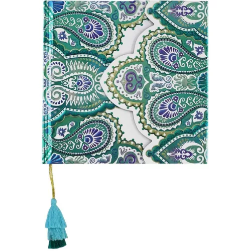 Boncahier Mediterráneo Big Blue 50185 Nagy Méretű Kék Elegáns Virágmintás Rojtos Könyvjelzős Díszített Belső Oldalú Exkluzív Napló Ajándéknak Kiváló