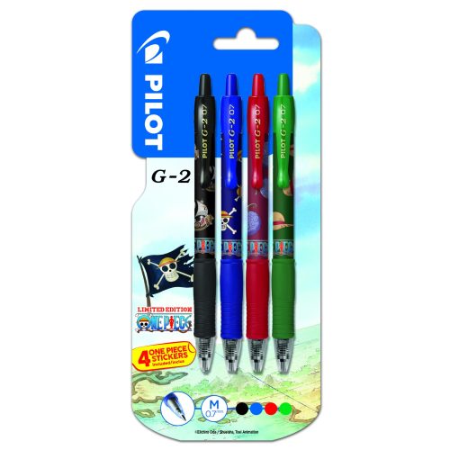 Pilot G2 Rollertoll Készlet 0,7 mm 4 Szín/Készlet Bliszterben One Piece Matricával
