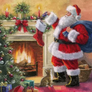   Ti-Flair Szalvéta 33x33 cm 3 Rétegű 20 Lap/Csomag Santa Placing Presents In Stockings Tél