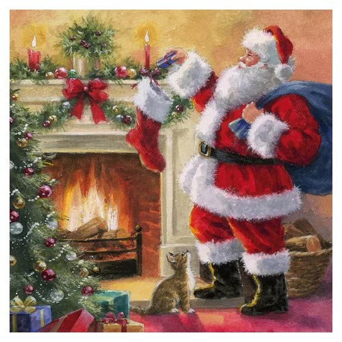 Ti-Flair Szalvéta 33x33 cm 3 Rétegű 20 Lap/Csomag Santa Placing Presents In Stockings Tél