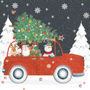   Ti-Flair Szalvéta 33x33 cm 3 Rétegű 20 Lap/Csomag Red Christmas Car Tél