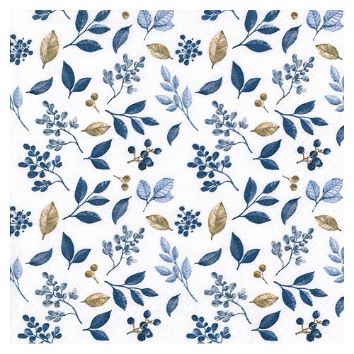 Ti-Flair Szalvéta 33x33 cm 3 Rétegű 20 Lap/Csomag Frosty Leaves Blue Tél