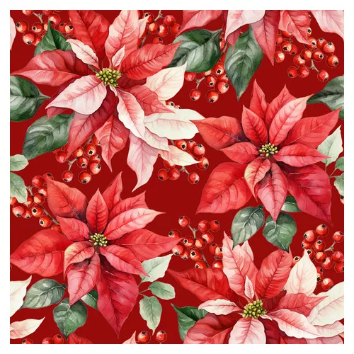 Ti-Flair Szalvéta 33x33 cm 3 Rétegű 20 Lap/Csomag Julestjerne Antique Red Tél
