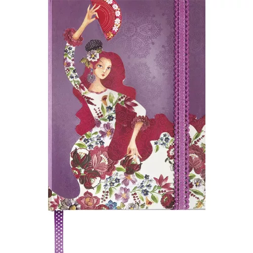 Boncahier Flamenco 86516 Napló Gumipánttal Záródó Díszített Sima Belső Oldalakkal Exkluzív Kivitel Ajándéknak Is Tökéletes
