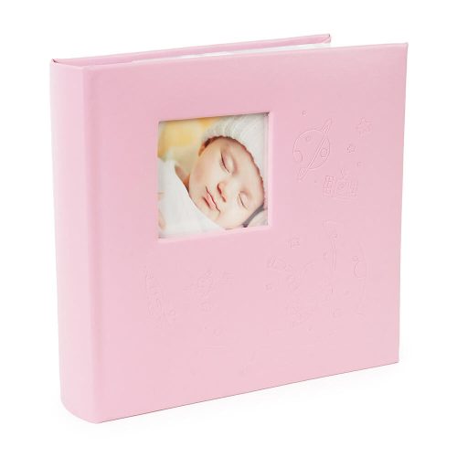 Baba Fotóalbum 22x22 cm Könyvkötésű 200 Darab 10x15 cm-es Fotóhoz Rózsaszín