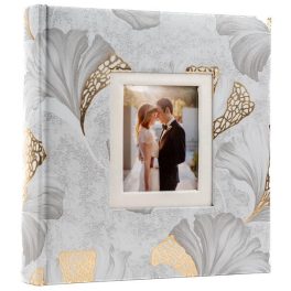  Esküvői Fotóalbum 21,5x22 cm Könyvkötésű 200 Darab 10x15 cm-es Fotóhoz Szürke