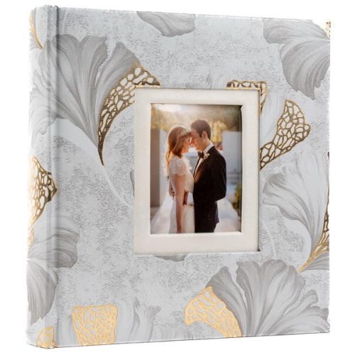 Esküvői Fotóalbum 21,5x22 cm Könyvkötésű 200 Darab 10x15 cm-es Fotóhoz Szürke