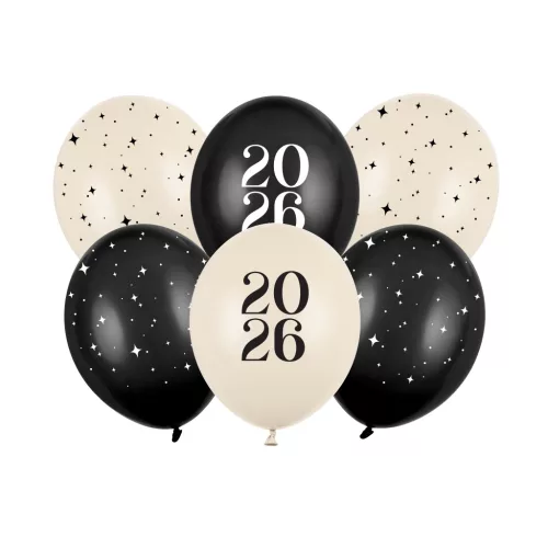 Lufi 30 cm 6 Darab/Csomag Happy New Year 2026 Pasztell Színek