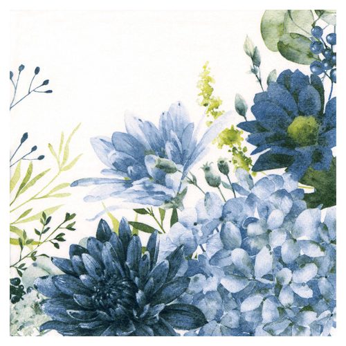 Ti-Flair Szalvéta 33x33 cm 3 Rétegű 20 Lap/Csomag Orla De Crisantemos Blue