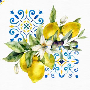   Ti-Flair Szalvéta 33x33 cm 3 Rétegű 20 Lap/Csomag Limes & Azulejos