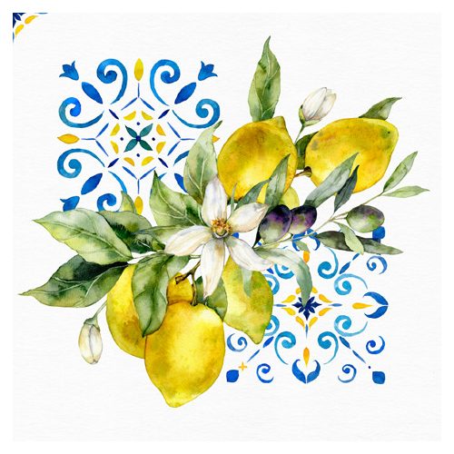 Ti-Flair Szalvéta 33x33 cm 3 Rétegű 20 Lap/Csomag Limes & Azulejos